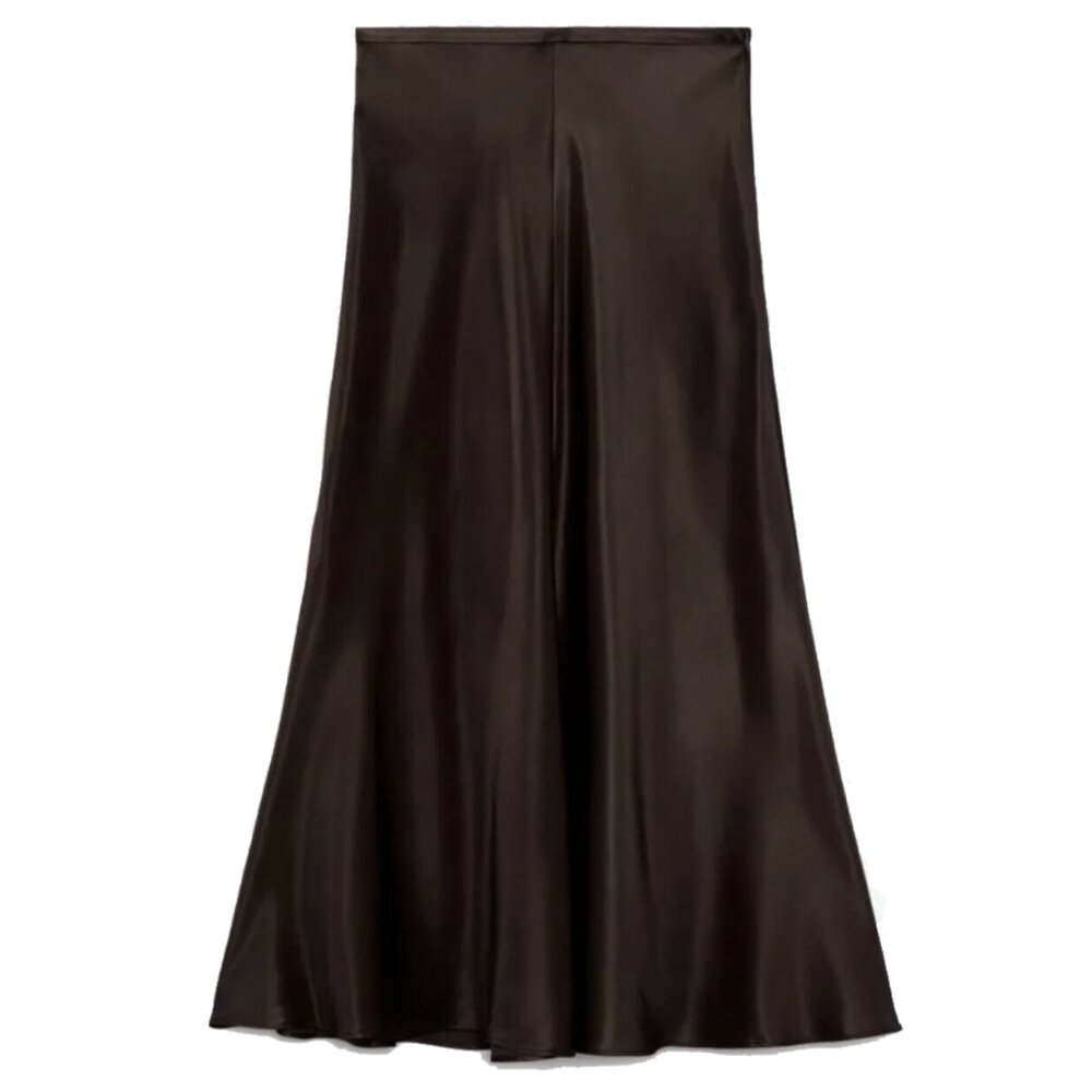 Zara Satin Finish Midi Skirt